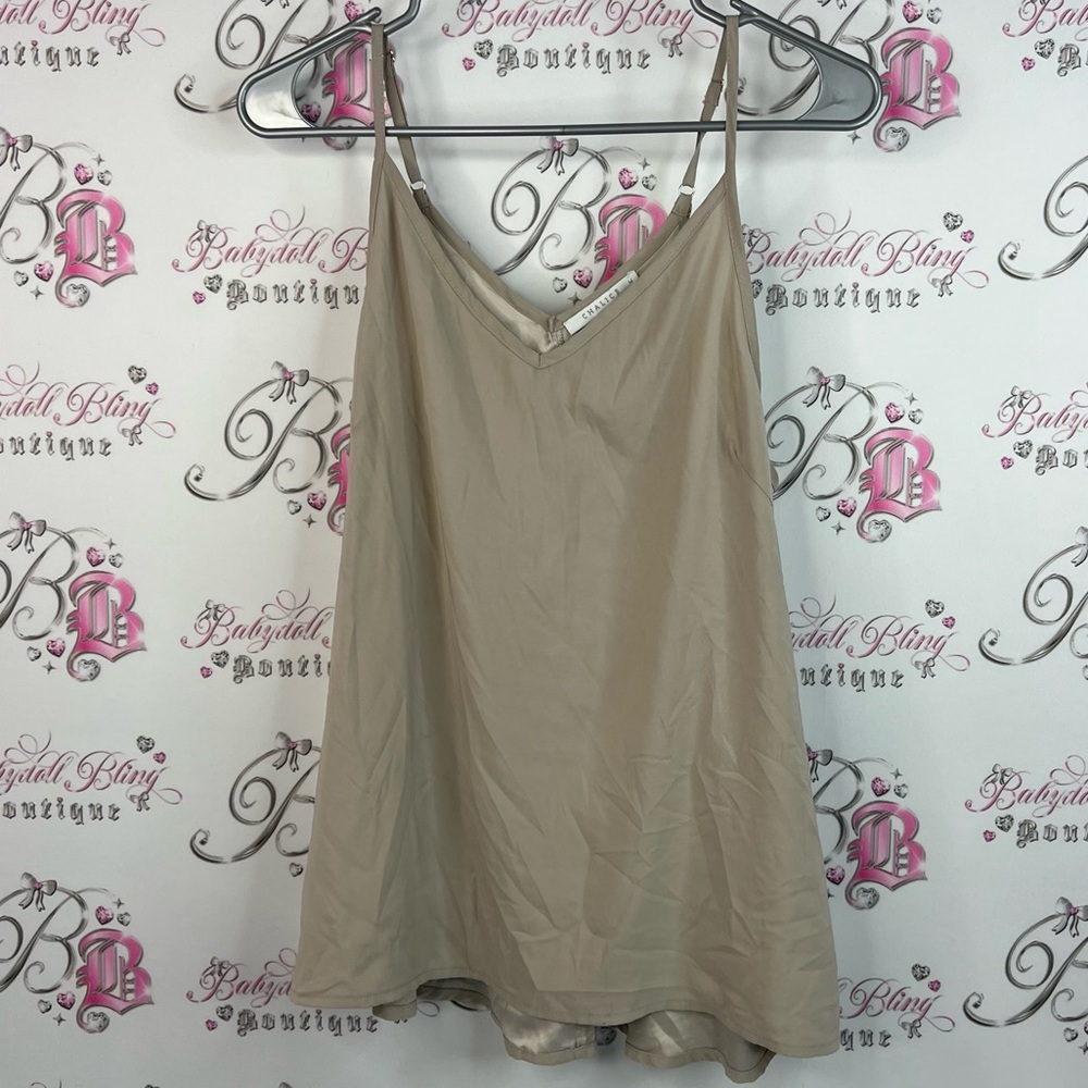 Chalice tank top cami camisole tan strappy Beige Sleeveless Blouse